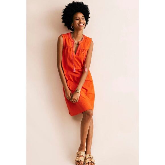 Boden Plus Nadine Notch Cotton Mini Dress Orange Size 20-22 Long - Picture 1 of 10